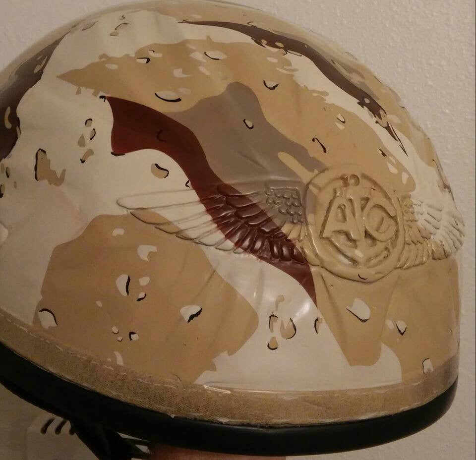 Harley Helmet Navy Wingman and HM2 Logo on Desert Camo