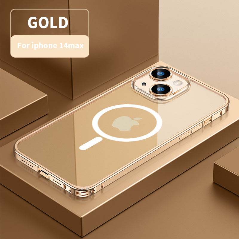 Metal Frame Magnetic Suction Luban Buckle Case Cover For iPhone