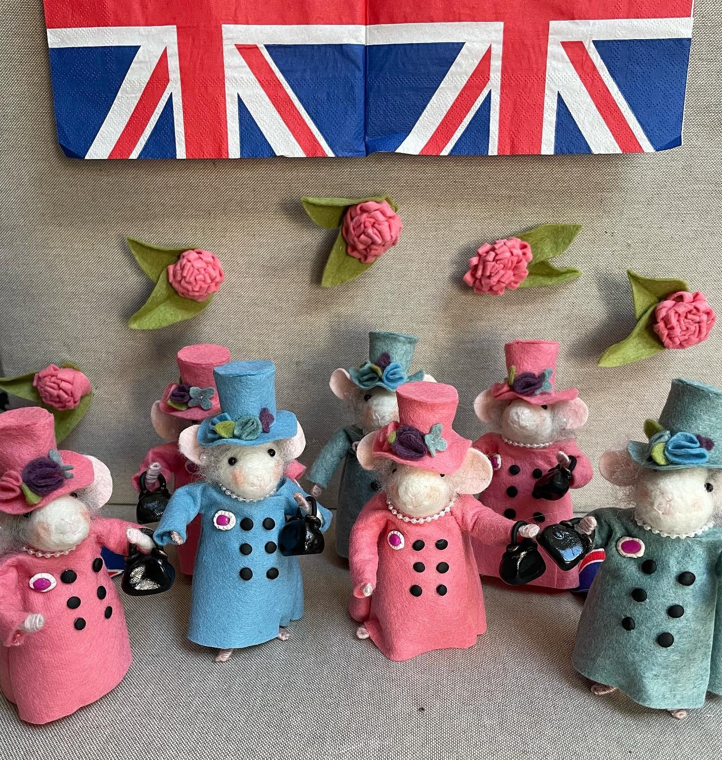 Queen Mouse Needle Felt Mouse and Her Tiny London Bear