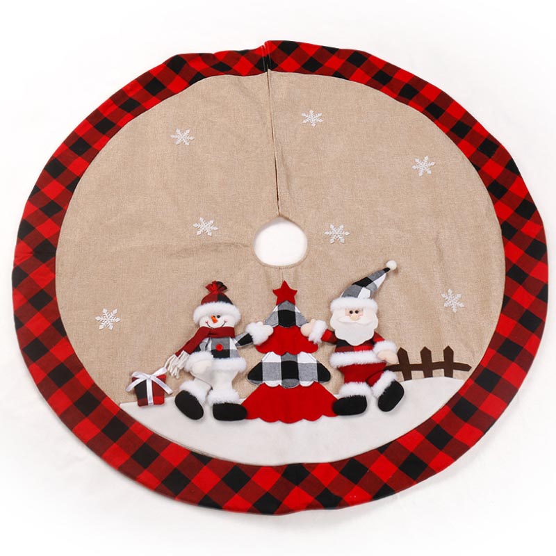 48-inch Santa Claus and Snowman Christmas Tree Skirt