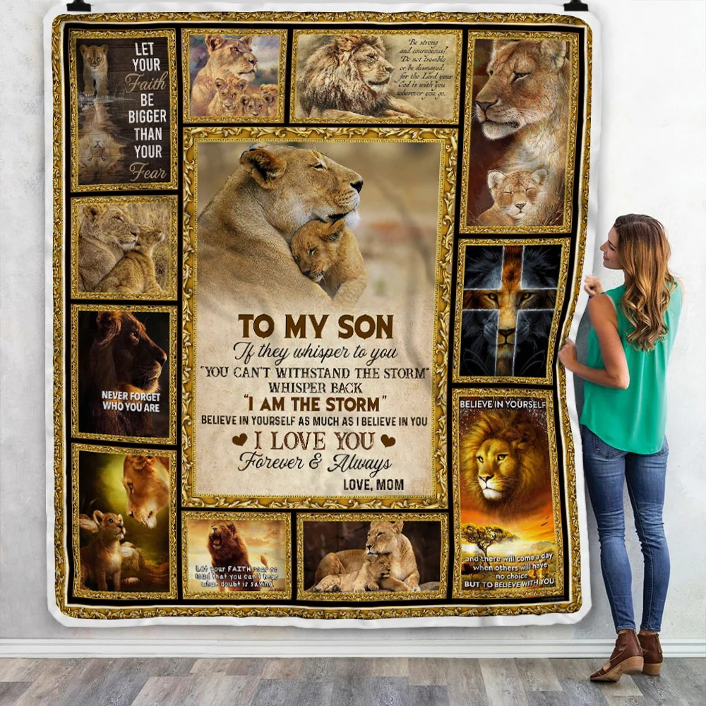 To My Son, I Am The Storm, Love Mom, Lion Sofa Throw Blanket