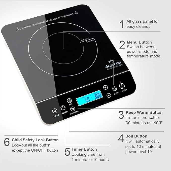 Duxtop Portable Induction Cooktop Countertop Burner Induction Hot Plate