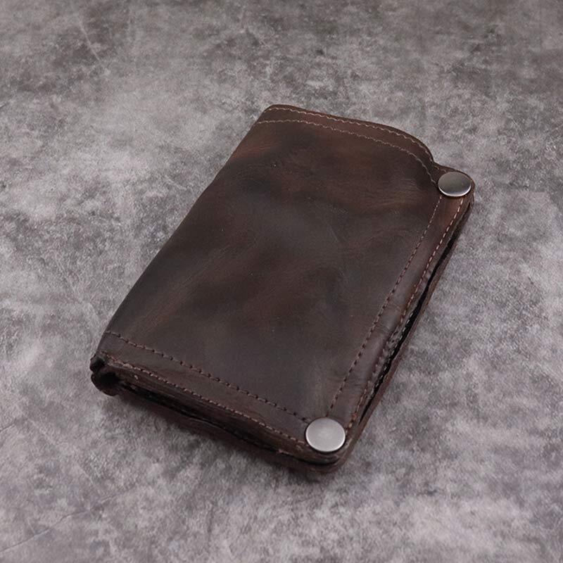 Retro Real Leather Wallet for Mens Slim Bifold Wallet with Card Slot