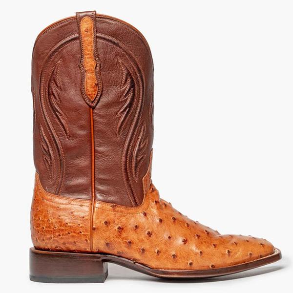 Chicinskates Men's Embroidery Ostrich Cowboy Boots