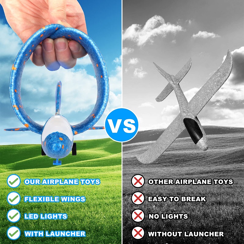 Flying Airplane Launcher Toy Gun With Foam Glider Planes