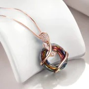 Hot Woman Crystal Rose Necklace