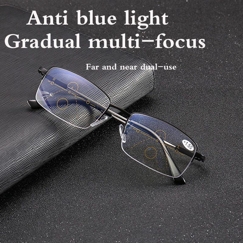 FoldFlat Third Generation Titanium Progressive Far And Near Dual-use Reading Glasses