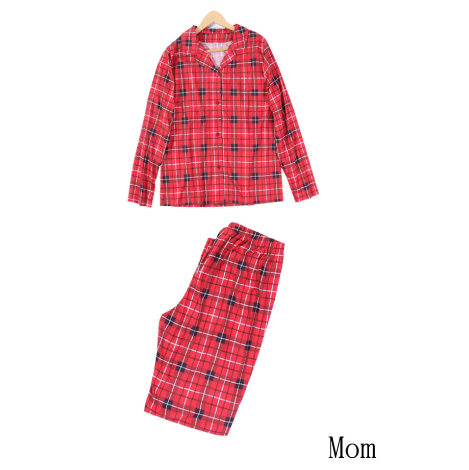 Christmas red and black check family pajamas