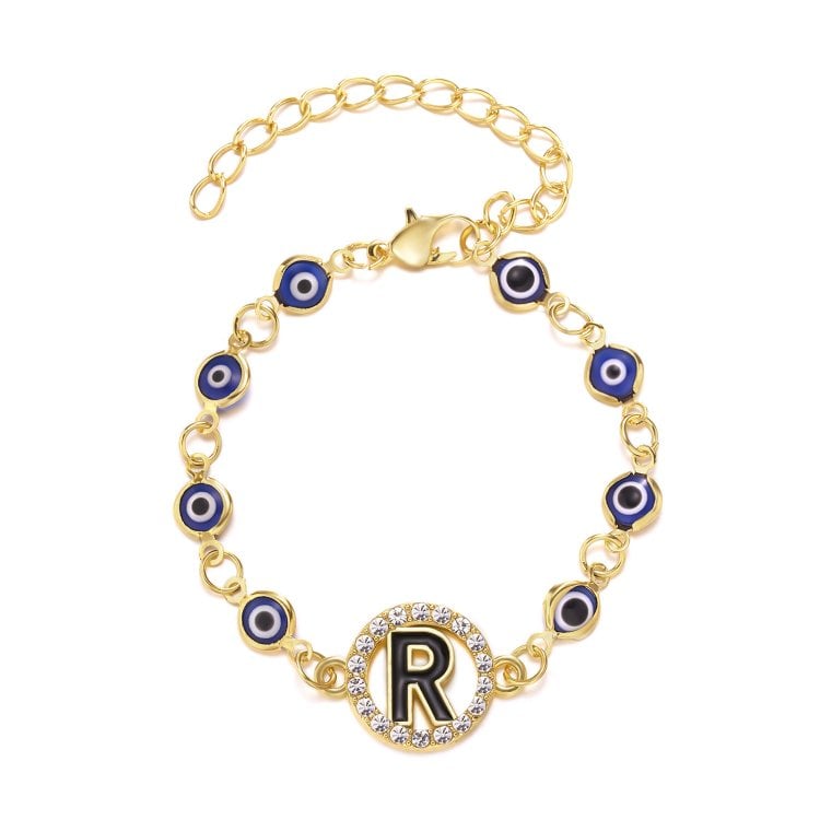 Evil Eye Shiny Letter Bracelet