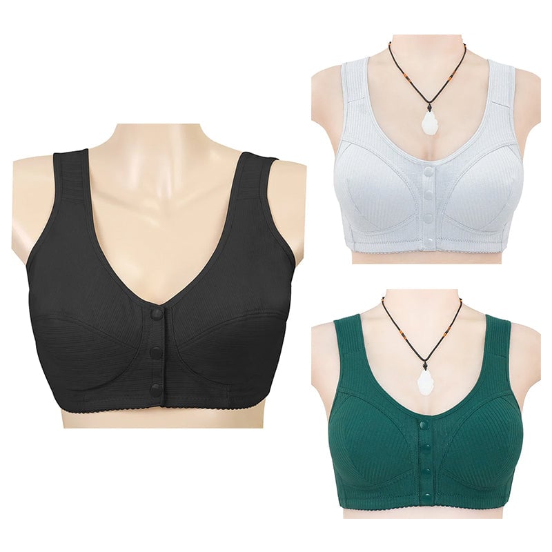 🔥Buy 1 Get 3(3packs)🔥 COMFORTABLE FRONT-CLOSURE WIRELESS PLUS SIZE BUTTON BRA