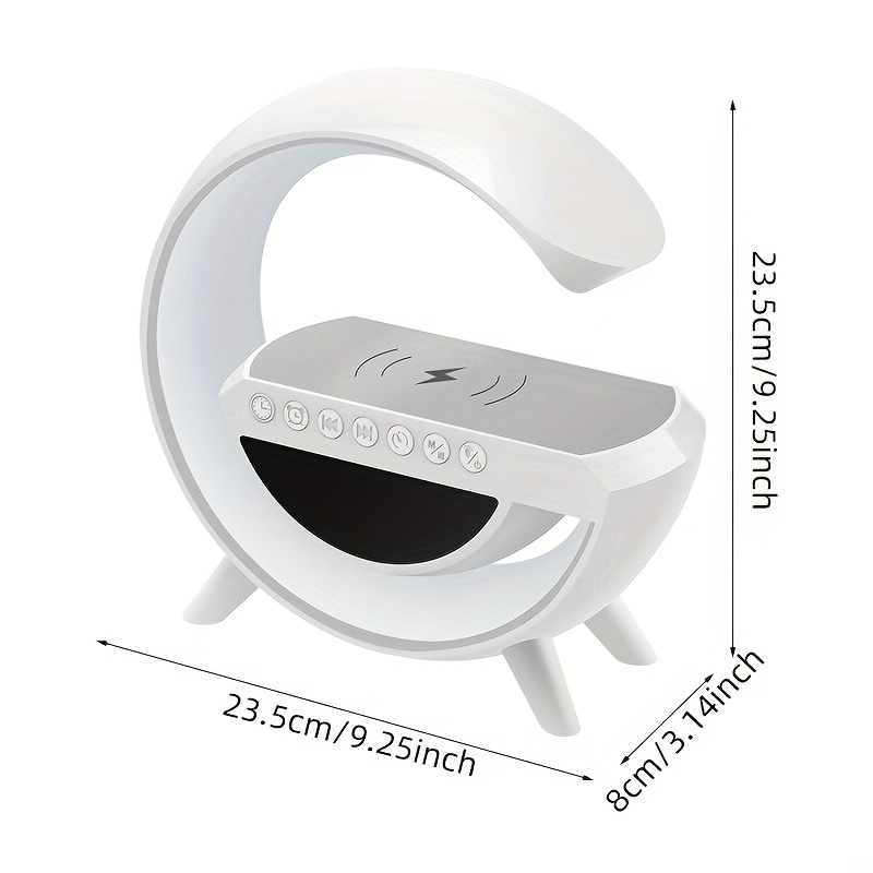 Coolest Alarm Clock Ever: Big G  Wireless Speaker 6 Kinds Of Light Mode Wireless Charging Function Compatible With IOS / Android System Black And White Clock With Timing, White Noise & More!