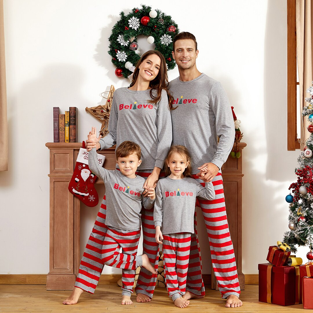 Believe' Comfy Family Striped Pajamas