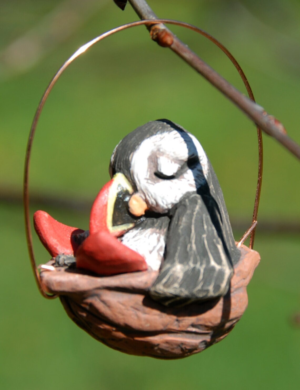 Sleeping puffin ornament