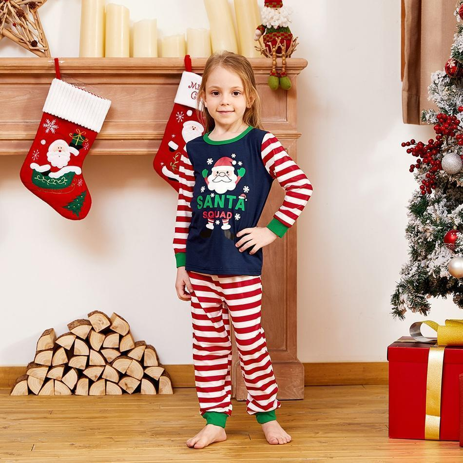 Merry Christmas Santa Squad Striped Family matching Pajamas Set