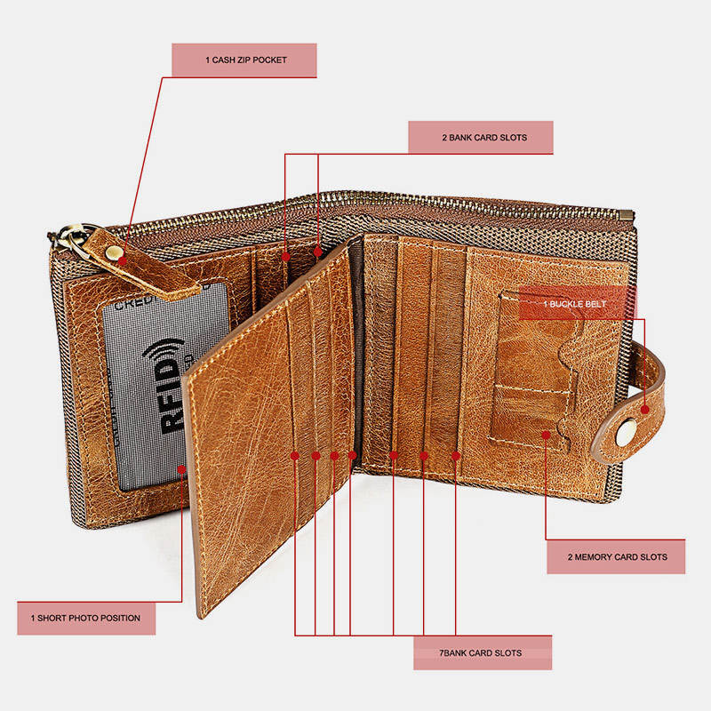 RFID Anti-theft Retro Genuine Leather Wallet