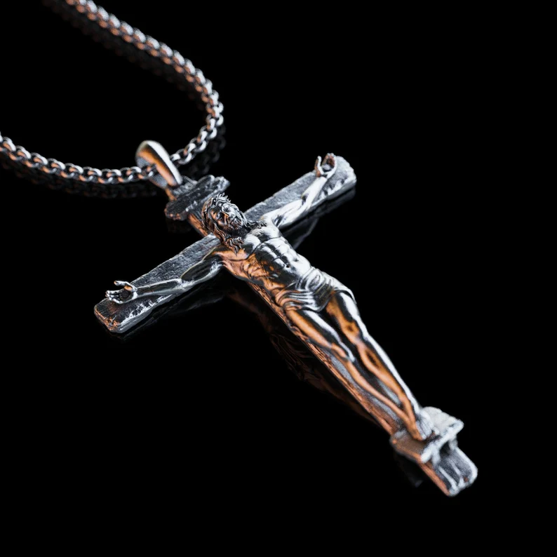 Handmade Sterling silver Jesus Crucifix Necklace