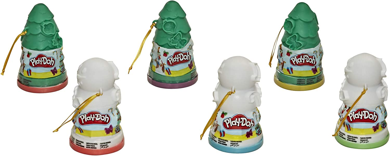 Christmas Tree and Snowman Toy Ornaments, 6-Pack, Kids Ages 2 and Up, Various Colors