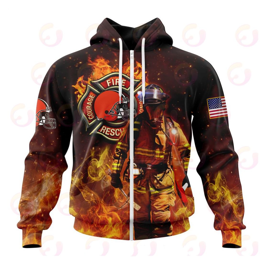 CLEVELAND BROWNS HONOR FIREFIGHTERS – FIRST RESPONDERS 3D HOODIE