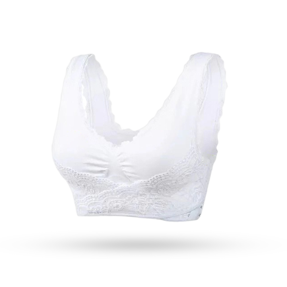 💙TLOPA Tourmaline Shaping Wireless Silky Bra, Comfort Breathable Fabric, Front Cross Side Buckle Lace