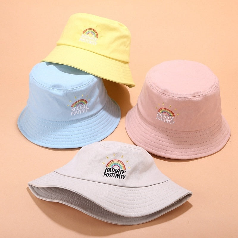 Foldable Embroidered Rainbow Bucket Hat