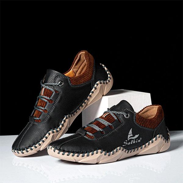 Chicinskates Men's Round Toe Lace-Up Sock Flat Shoes