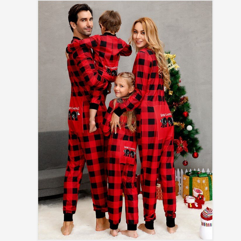 Plaid Jumpsuit Home Matching Christmas Pajamas