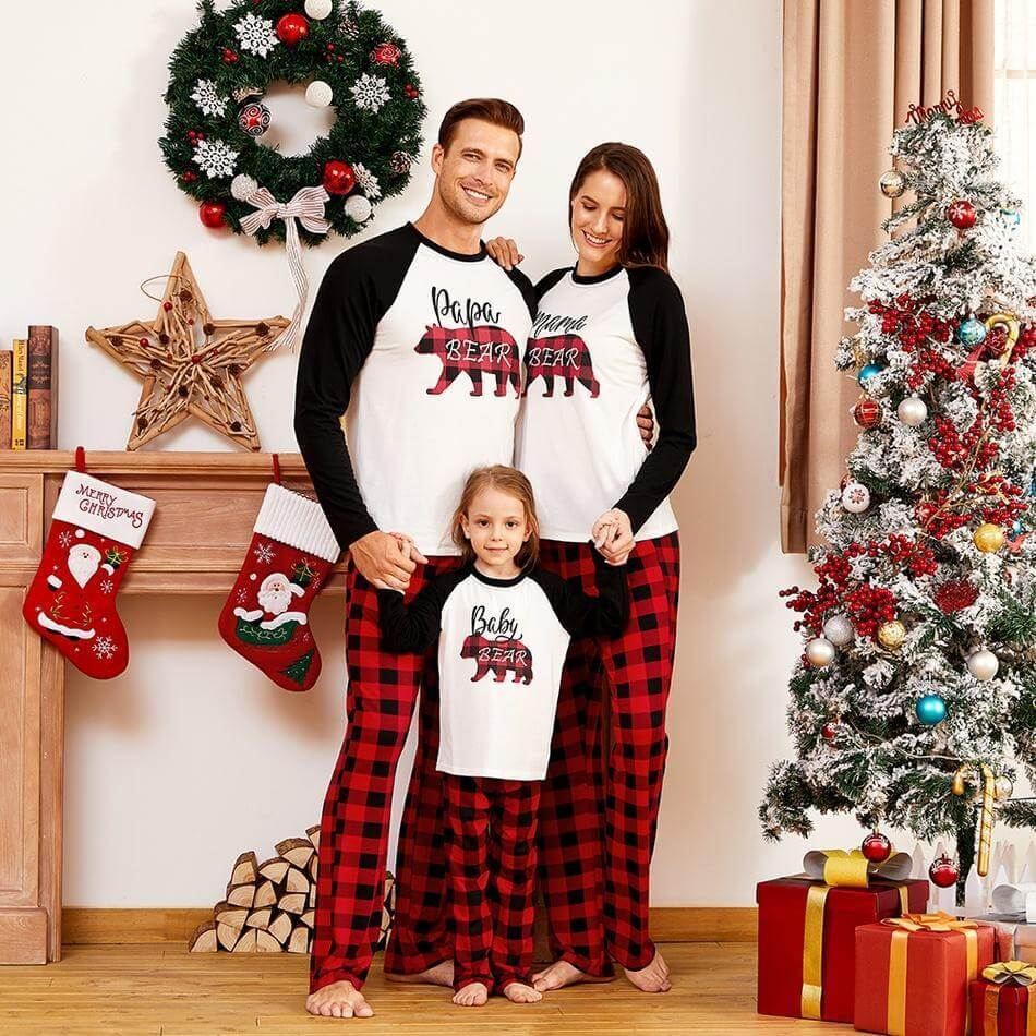 Plaid Bear Print Family Matching Pajamas set