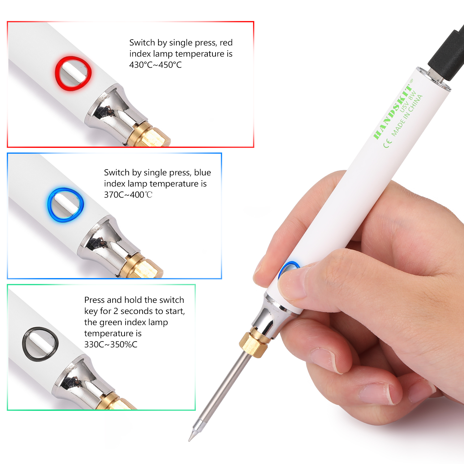 USB Charging Adjustable Temperature 5V 8W Electric Soldering Iron Kit