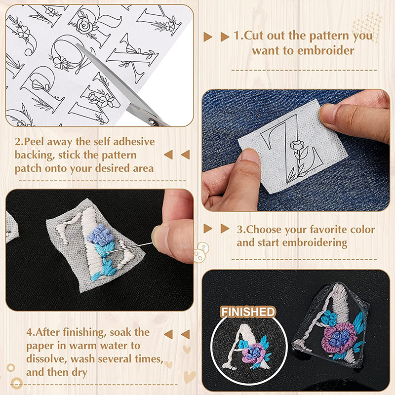 (🔥Hot Sale Promotion-SAVE 50% OFF)Water Soluble Flower Patterns for Embroidery (50 Pcs Flower Patterns/SET)🔥Buy 5 Sets Get 20% OFF