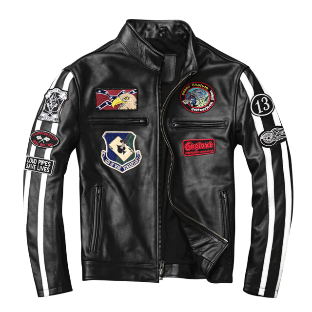 Patterned Leather Biker's Jacket Lanmiracle