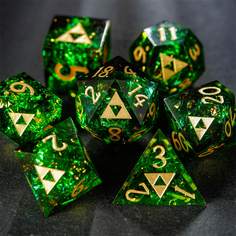 Dark Green Glitter All Zelda Dice Set