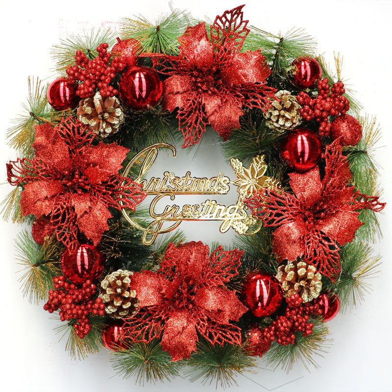 Red Christmas Decoration Door Circle Wreath