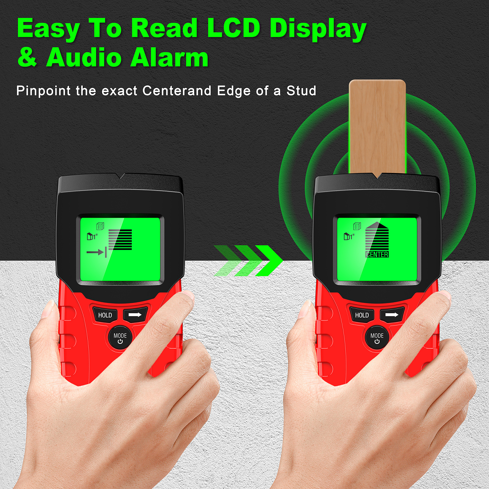 Stud Finder Wall Scanner Upgraded 6 in 1 Multi-function Stud Detector with HD LCD Display Stud Sensor Beam Finders Stud Finder for Center and Edge of Wood AC Wire Metal Studs Joist Pipe