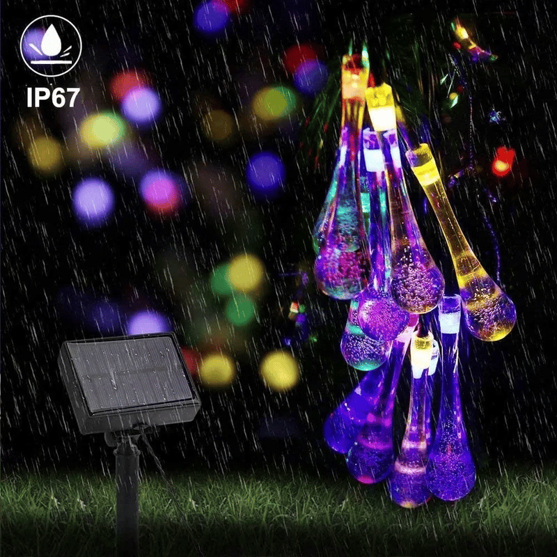 MAGICAL LED WATERDROP STRING LIGHT - 8 MODES SOLAR OUTDOOR FAIRY LIGHTS FOR CHRISTMAS PARTY LIGHTING