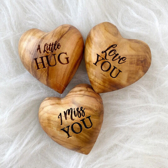 Pocket Hug Wooden Heart Token--Thanksgiving gifts, Christmas gifts