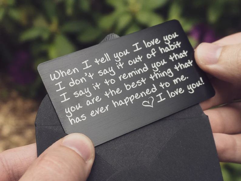 I Love You Note for Wallet | Engraved Wallet Card Love Note