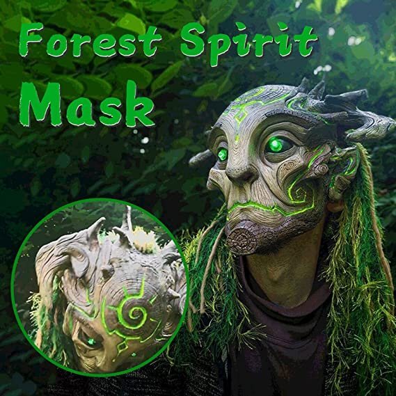 🎃35% OFF Early-Halloween Flash Sale❗Forest Spirit Mask Halloween Mask with Green Light Eyes