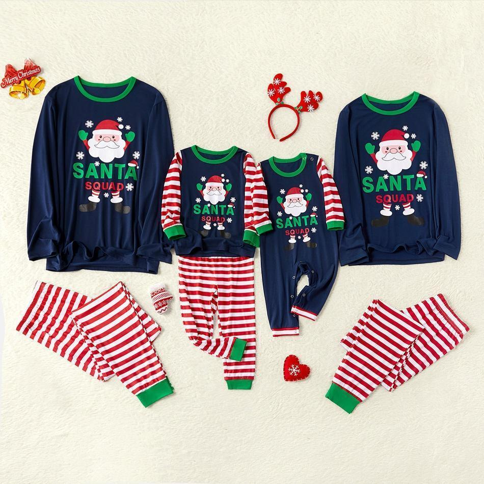 Merry Christmas Santa Squad Striped Family matching Pajamas Set