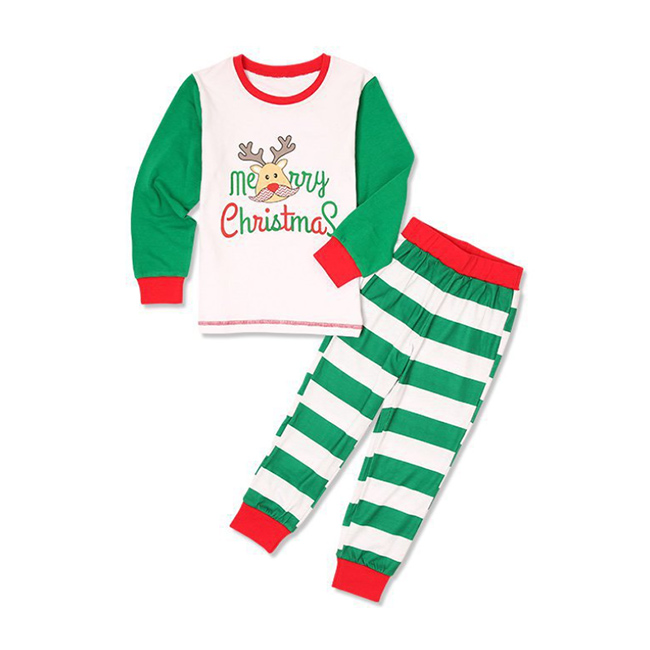 Christmas family pajamas striped moose parent-child set