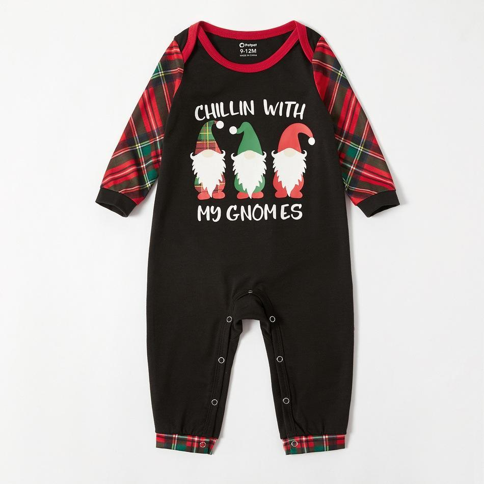 Mosaic Family Matching Chillin With My Gnomes Christmas Pajamas Sets (Flame Resistant)(Boy＆Girls＆Women＆Men)