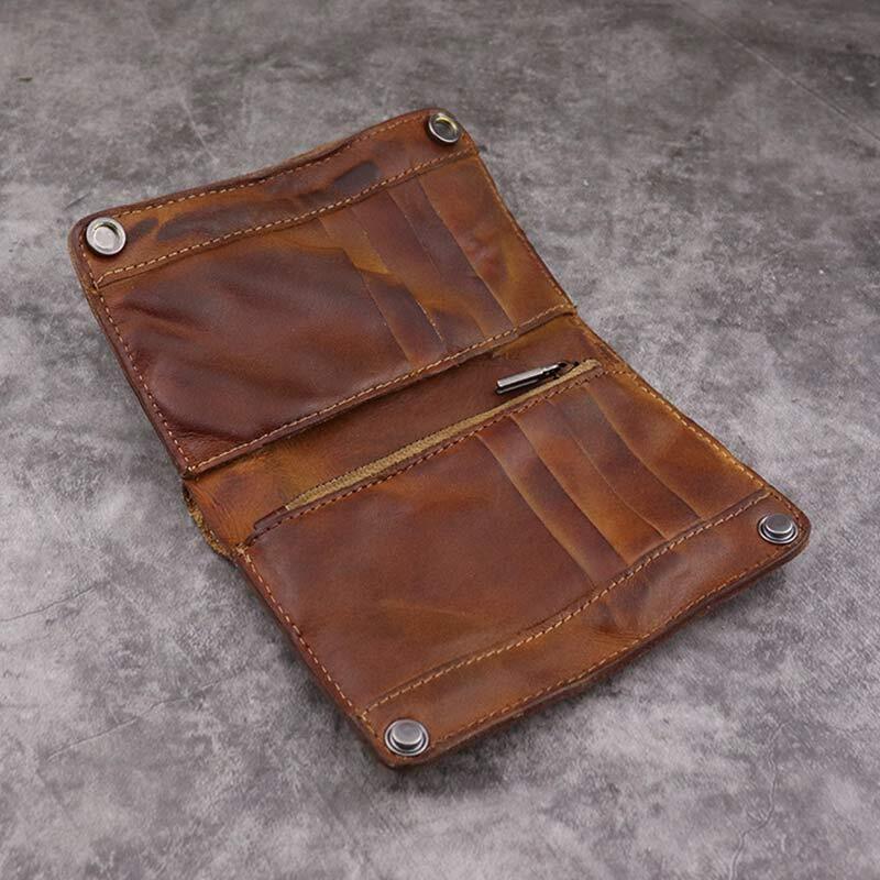 Retro Real Leather Wallet for Mens Slim Bifold Wallet with Card Slot