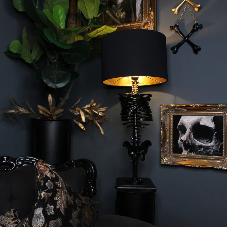 Skull Table Lamp Gothic Home Decor