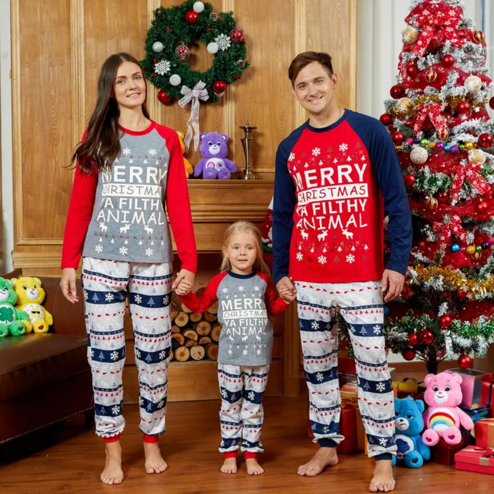 Christmas Alphabet Print Parent-child Pajamas Set