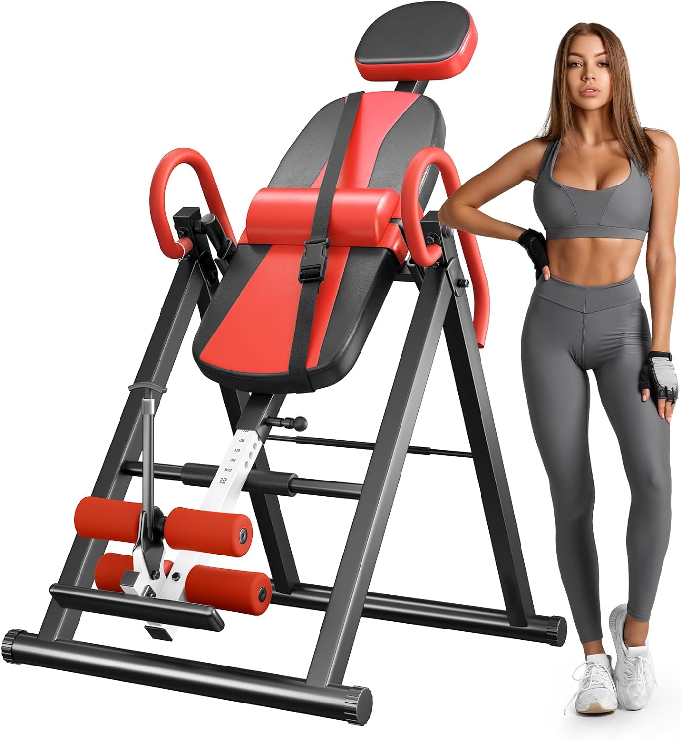 Gravity Heavy Duty Inversion Table with Headrest & Adjustable Protective Belt Back Stretcher Machine for Pain Relief Therapy