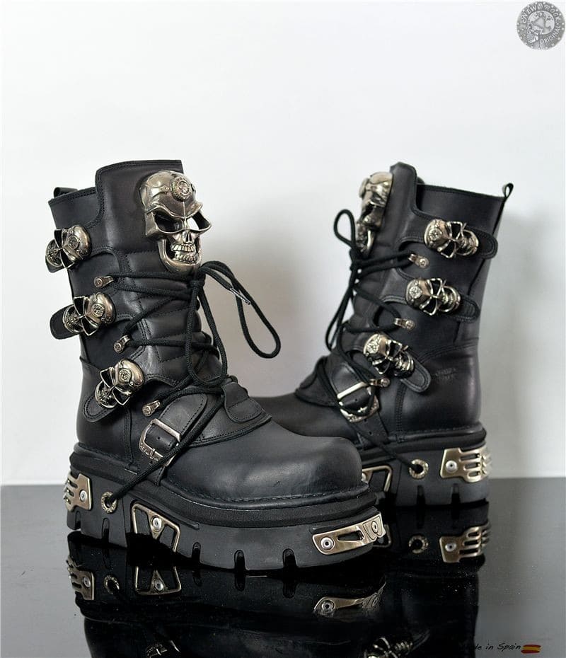 Dark Knight Skeleton Motorcycle Leather Boots