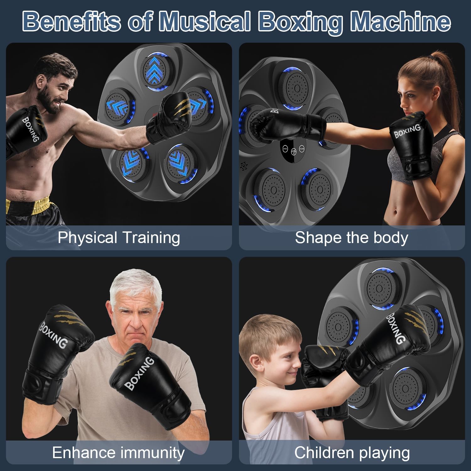 Himove Music Boxing Machine with Boxing Gloves Smart Bluetooth Boxing Machine Wall Mounted