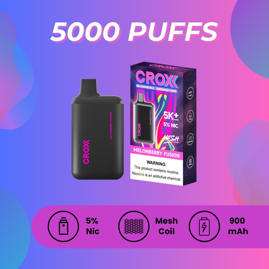 Croxx 5000 Puffs Disposable Vape 5% Nicotine Type-C Rechargeable Electronic Cigarette