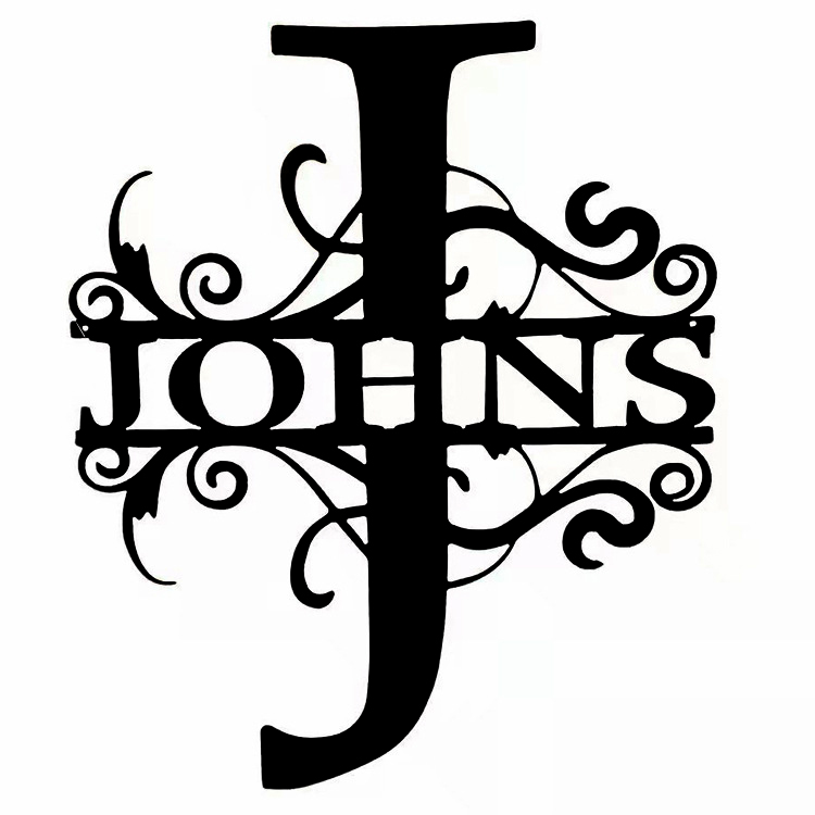 ' J ' Personalized Split Letter Name Outdoor  Metal Monogram Sign