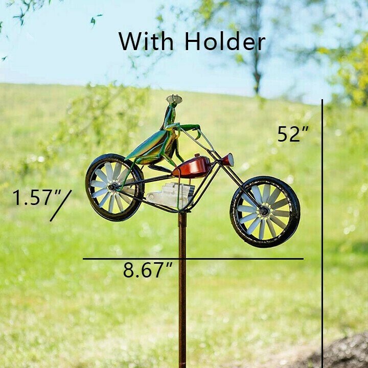 Frog on Vintage Bicycle Metal Pinwheel - Free Shipping on 2 Pieces