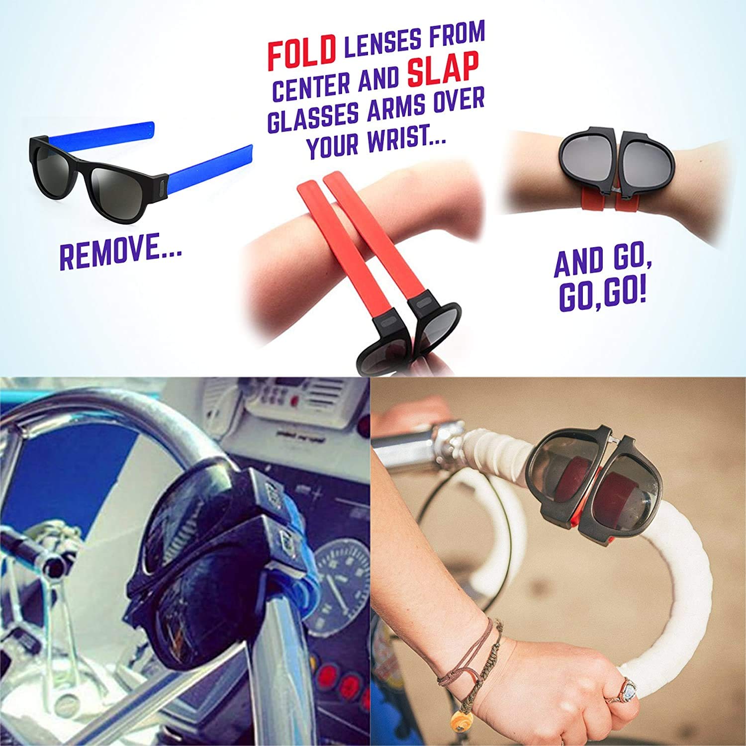 Folding Sunglasses with Slap Bracelet Arms😍 BUY 3 FREE SHIPPING